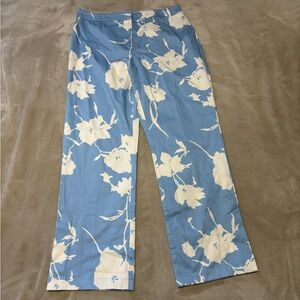 Ann Taylor Factory Store Floral Blue and White Pants